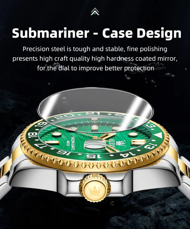 OLEVS 3610 Original Herrenuhren, luxuriös, wasserdicht, leuchtend, Herren-Armbanduhr, schlicht, Edelstahl, Business-Mode, klassische Uhr