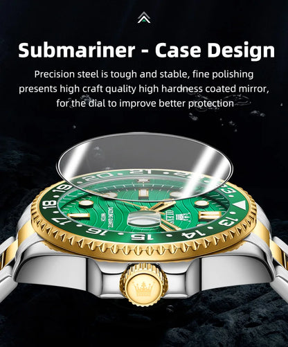 OLEVS 3610 Original Herrenuhren, luxuriös, wasserdicht, leuchtend, Herren-Armbanduhr, schlicht, Edelstahl, Business-Mode, klassische Uhr