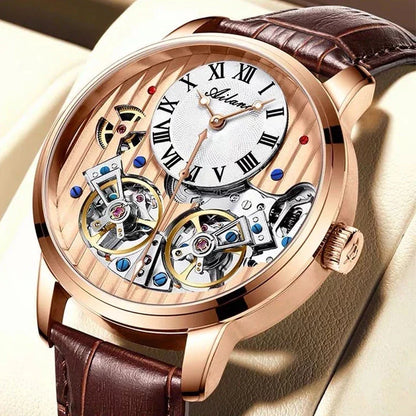 AILANG Top Marke Luxus Uhr Männer Automatische Leucht Schwarz Uhr Männer Doppel Tourbillon Wasserdichte Mechanische Uhr Relogio