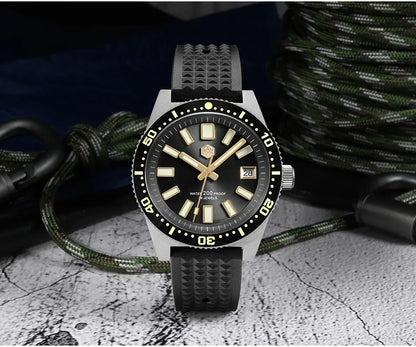 San Martin 40mm 62mas V3 Diver Watch For Men Kanagawa Surfing Dial NH35 Automatic Mechanical 20Bar Full Luminous Rubber Strap