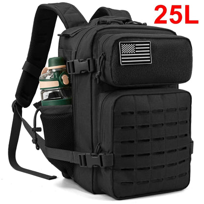 25L Taktischer Rucksack Outdoor-Tasche Fitness-Rucksack MOLLE-Rucksack Damen/Herren Wandern Überlebensrucksack Herren Dual-Getränkehalter