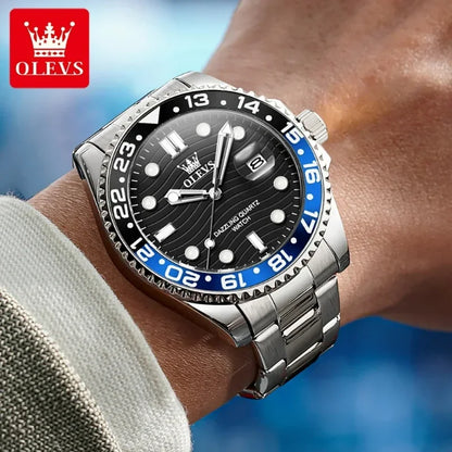 OLEVS 3610 Original Herrenuhren, luxuriös, wasserdicht, leuchtend, Herren-Armbanduhr, schlicht, Edelstahl, Business-Mode, klassische Uhr