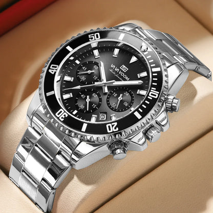 VA VA VOOM Marke Top Männer Uhr 1 Stück Multifunktionale Modische Timing Zifferblatt Grün Gold Edelstahl 3Bar Timing Uhr für Männer