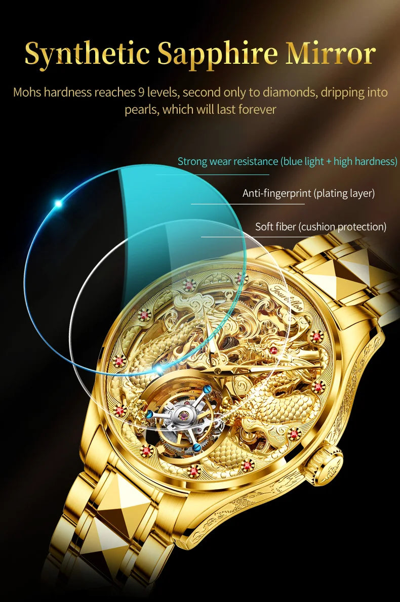 OUPINKE 3176 Uhr Für Männer Luxus Tourbillon Mechanische Business Männer Uhr Hohl Schwungrad Wasserdicht Leucht Mode Mann Uhr
