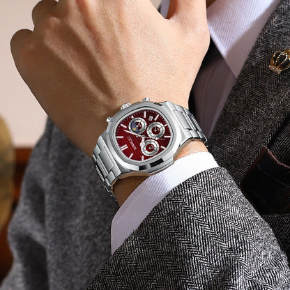CRRJU Herrenuhr, wasserdicht, leuchtende Armbanduhr, Quarz-Edelstahluhr für Herren, Pilot-Top-Marke, Herrenuhren, Chronograph