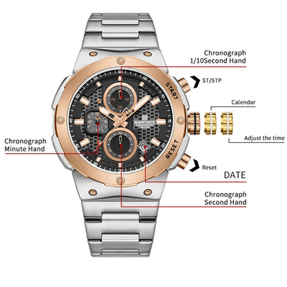 NAVIFORCE 2025, Herren-Quarzuhr, Sport-Militäruhr für Herren, wasserdicht, leuchtendes Datum, Chronograph, Edelstahl, Herrenuhren
