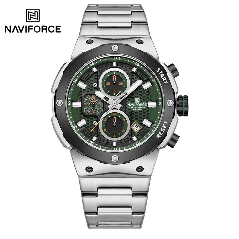 NAVIFORCE 2025, Herren-Quarzuhr, Sport-Militäruhr für Herren, wasserdicht, leuchtendes Datum, Chronograph, Edelstahl, Herrenuhren