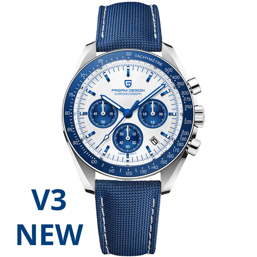 PAGANI DESIGN 2025, Silber, Gold, Mond, Luxus-Quarzuhren, Herren-Sport-Chronograph, Saphirglas, Edelstahluhr für Herren