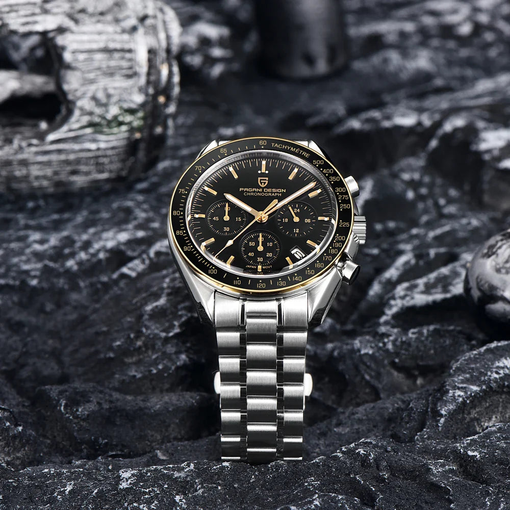 PAGANI DESIGN 2025, neue Monduhr, Retro-Luxus-Quarzuhren für Herren, Edelstahl, leuchtend, wasserdicht, Sport-Chronograph, Herren