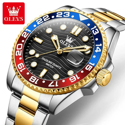 OLEVS 3610 Original Herrenuhren, luxuriös, wasserdicht, leuchtend, Herren-Armbanduhr, schlicht, Edelstahl, Business-Mode, klassische Uhr