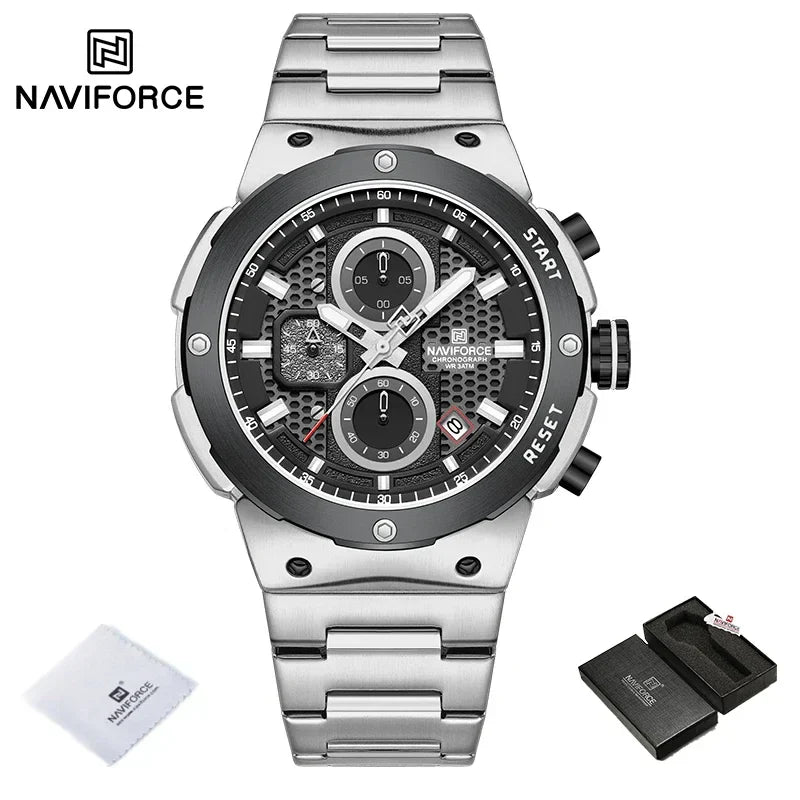 NAVIFORCE 2025, Herren-Quarzuhr, Sport-Militäruhr für Herren, wasserdicht, leuchtendes Datum, Chronograph, Edelstahl, Herrenuhren
