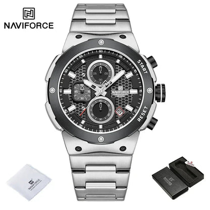 NAVIFORCE 2025, Herren-Quarzuhr, Sport-Militäruhr für Herren, wasserdicht, leuchtendes Datum, Chronograph, Edelstahl, Herrenuhren
