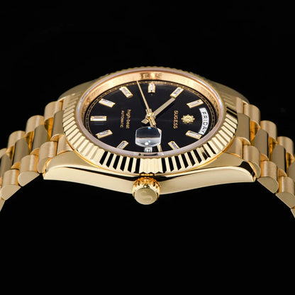 2023 neue Sugess Uhr von Männern 40mm Tag Datum automatische Dandong Sl3034 Uhrwerk Retro mechanische Armbanduhr Saphirglas golden