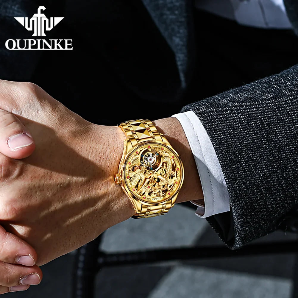 OUPINKE 3176 Uhr Für Männer Luxus Tourbillon Mechanische Business Männer Uhr Hohl Schwungrad Wasserdicht Leucht Mode Mann Uhr