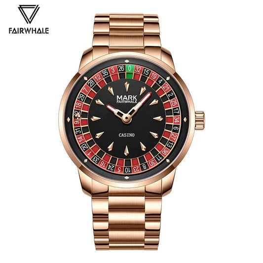 Hohe Qualität Mark Fairwhale Herren Armbanduhr Mode Einzigartige Rotierenden Roulette Zifferblatt Wasserdicht Quarz Mann Watche Dropshipping ﻿