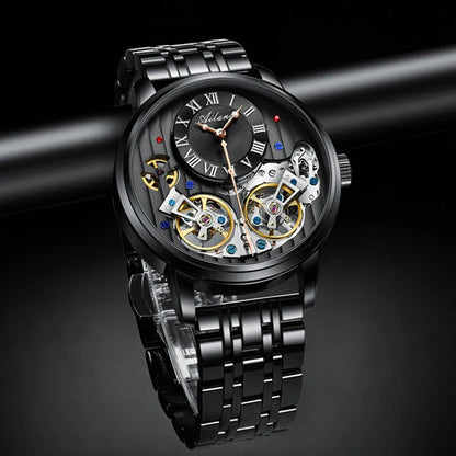 AILANG Top Marke Luxus Uhr Männer Automatische Leucht Schwarz Uhr Männer Doppel Tourbillon Wasserdichte Mechanische Uhr Relogio
