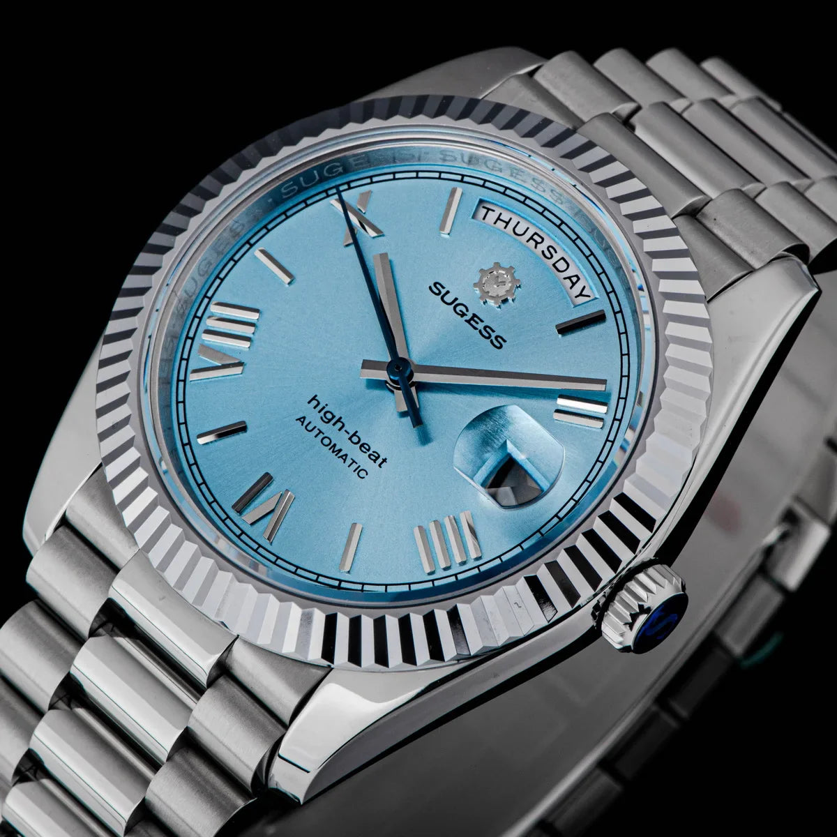 2023 neue Sugess Uhr von Männern 40mm Tag Datum automatische Dandong Sl3034 Uhrwerk Retro mechanische Armbanduhr Saphirglas golden