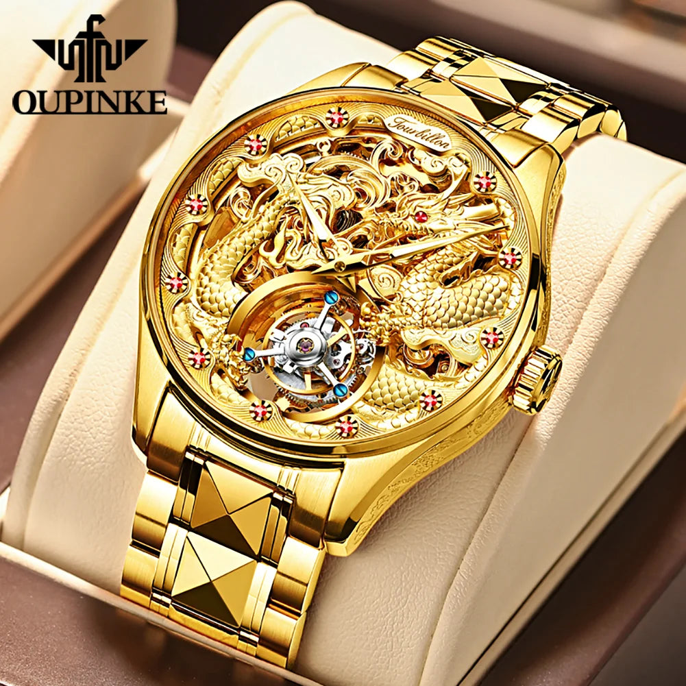 OUPINKE 3176 Uhr Für Männer Luxus Tourbillon Mechanische Business Männer Uhr Hohl Schwungrad Wasserdicht Leucht Mode Mann Uhr