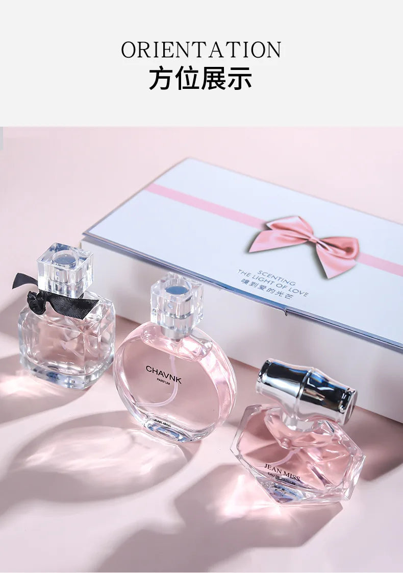 30 ml x 3PCS Eau De Parfum Geschenkbox Feminino Spray Frischer leichter Duft Floral Fruity Chypre Notes Langlebiges Damenparfüm-Set