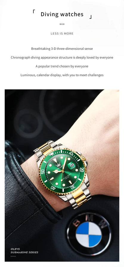 OLEVS 5885 Tauchserie Herrenuhr Luxus Automatik Datum Originaluhr Trendige Edelstahl Wasserdichte Sport Quarzuhr