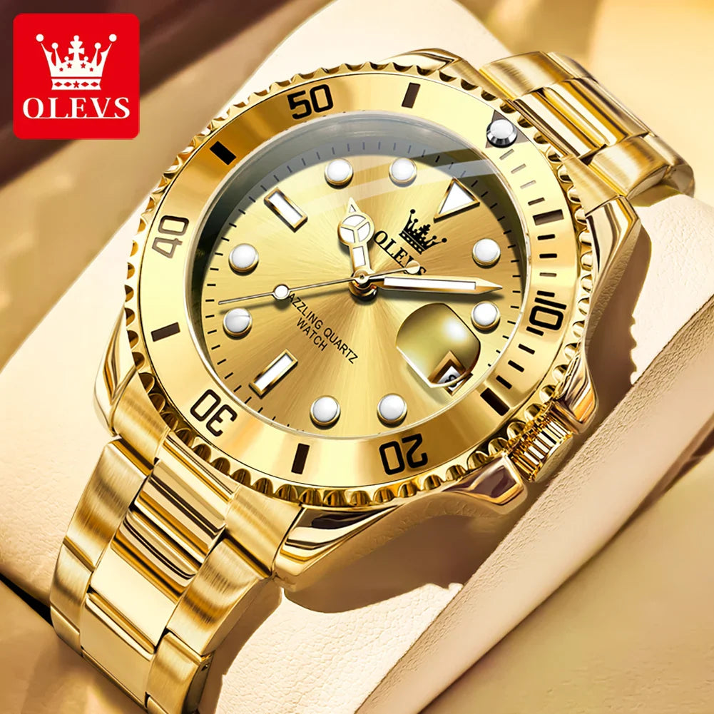 OLEVS 5885 Tauchserie Herrenuhr Luxus Automatik Datum Originaluhr Trendige Edelstahl Wasserdichte Sport Quarzuhr