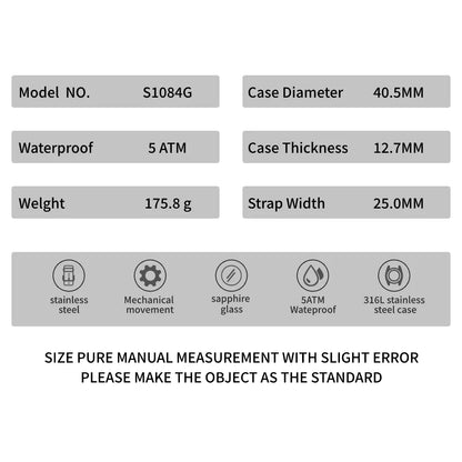 ENITON 40mm Business NH35 Movement High Quality Sapphire Glass mechanical watch Luxury Luminous Waterproof man watches