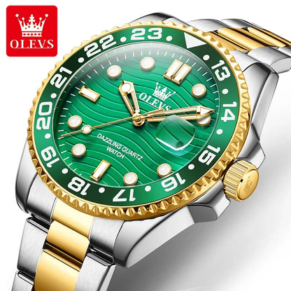 OLEVS 3610 Original Herrenuhren, luxuriös, wasserdicht, leuchtend, Herren-Armbanduhr, schlicht, Edelstahl, Business-Mode, klassische Uhr