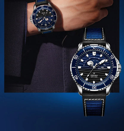 Seagull 43.5mm Diving Watch 300M Waterproof Automatic Mechanical Wristwatch Moon Phase Luminescent Men Watches 1215 New 2025