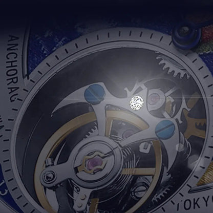 AESOP Diamond Luxury Flying Tourbillon Movement Watch For Men Earth Enamel Dial  Sapphire Skeleton Mechanical Watches Business A