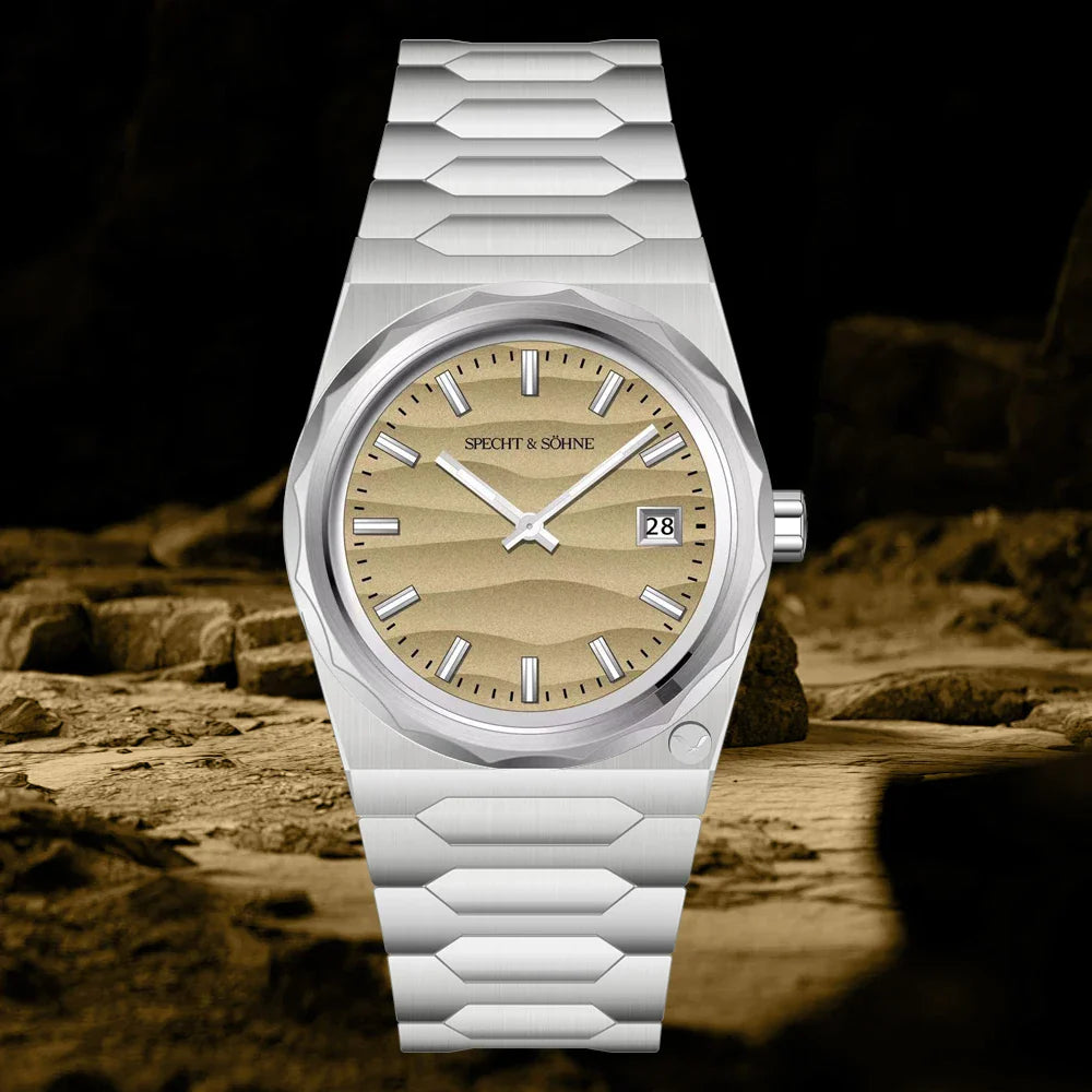 2025 Neuheiten Specht & Söhne 222 Gold Uhren Für Männer Super Slim Stahl Saphir Klassische Quarzuhr Relogio Masculino 37 MM