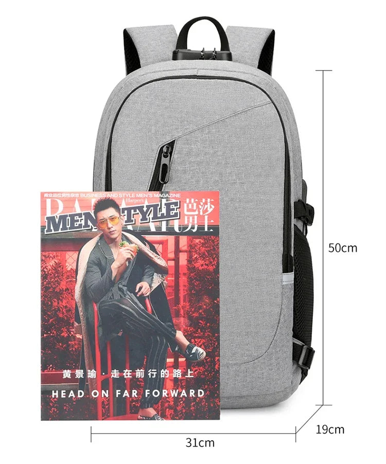2024 Rucksack, Diebstahlschutz, Passwortsperre, Oxford, für Herren und Damen, Unisex, Business, Laptop, Computer, Reisen, Freizeit, Mode, tragbar