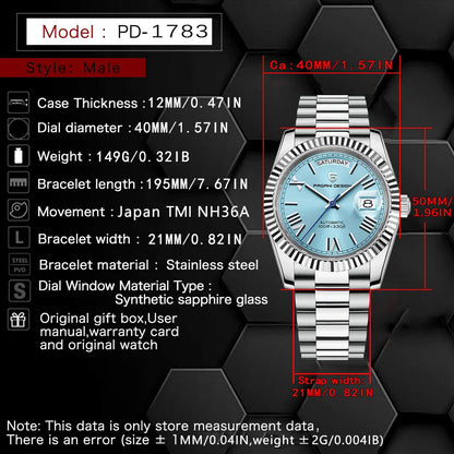 PAGANI DESIGN DD40 Herrenuhren 2024, Top-Luxus-Roségold-Uhr für Herren, automatische mechanische Armbanduhren, wasserdichte Geschenkuhr