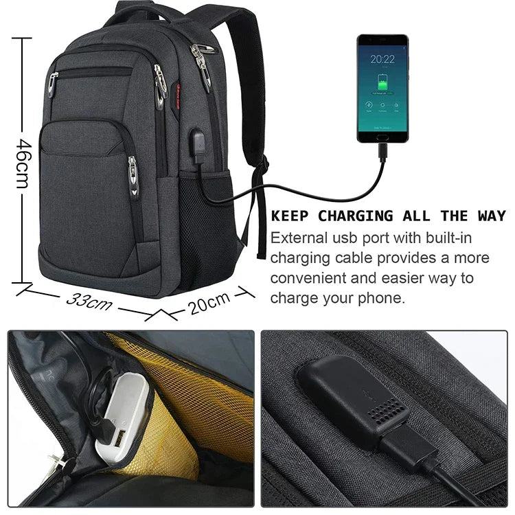 Herren-Rucksack, 17,3-Zoll-Oxford, großes Fassungsvermögen, hochwertiger, modischer Business-Laptop-Rucksack, wasserdicht, verschleißfest, Freizeit-Reiserucksack