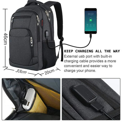 Herren-Rucksack, 17,3-Zoll-Oxford, großes Fassungsvermögen, hochwertiger, modischer Business-Laptop-Rucksack, wasserdicht, verschleißfest, Freizeit-Reiserucksack