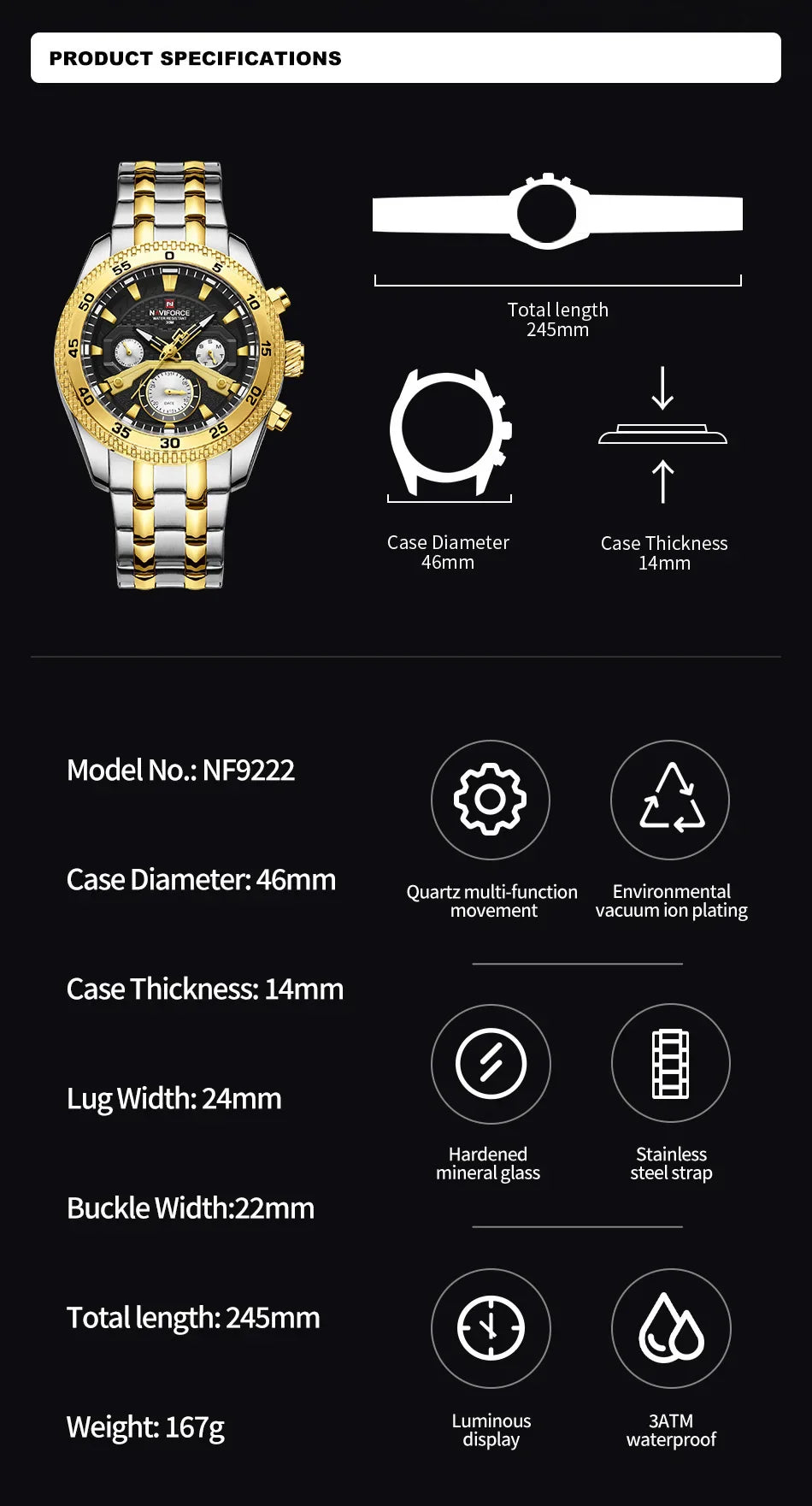 Navi force neues Design Uhr für Männer Luxus Mode leuchtenden Chronograph wasserdicht Datum Woche Quarz Armbanduhr Relogio Masculino