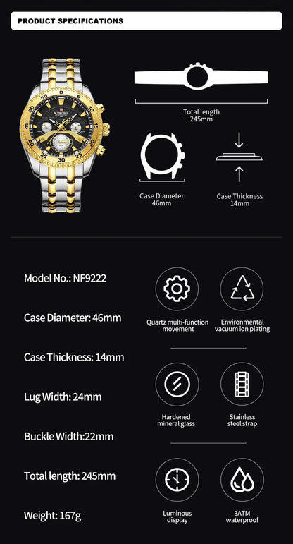 Navi force neues Design Uhr für Männer Luxus Mode leuchtenden Chronograph wasserdicht Datum Woche Quarz Armbanduhr Relogio Masculino