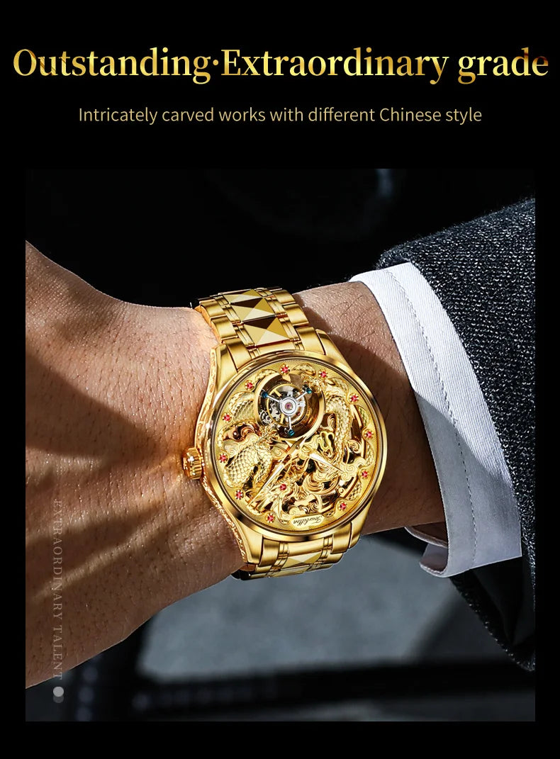 OUPINKE 3176 Uhr Für Männer Luxus Tourbillon Mechanische Business Männer Uhr Hohl Schwungrad Wasserdicht Leucht Mode Mann Uhr