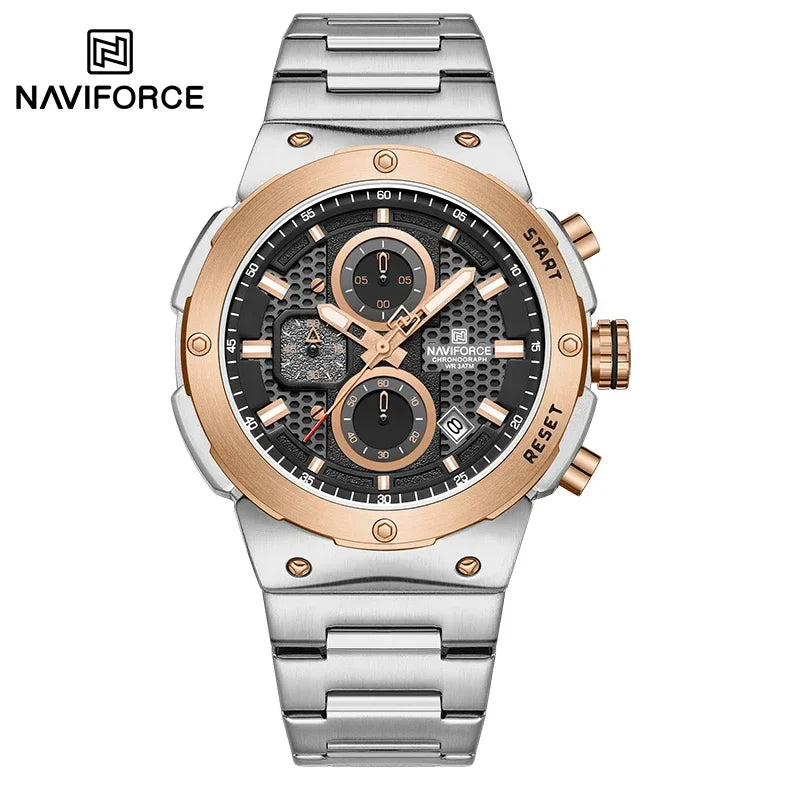NAVIFORCE 2025, Herren-Quarzuhr, Sport-Militäruhr für Herren, wasserdicht, leuchtendes Datum, Chronograph, Edelstahl, Herrenuhren