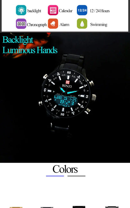 Top Marke Luxus Männer Armbanduhr Wasserdichte Sport Digitale Uhren Männer LED Stahl Militär Quarzuhr Gold farbe Große Zifferblatt Uhr