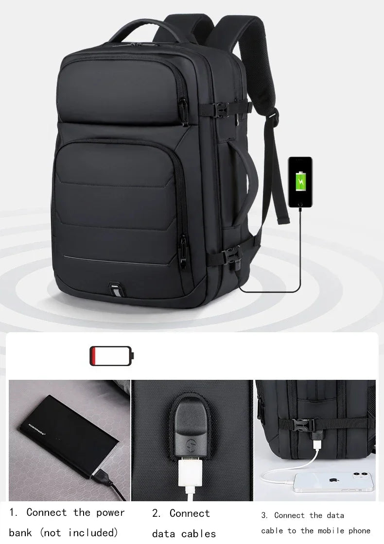 Erweiterbare 17-Zoll-Laptop-Rucksäcke für Herren, wasserdichte Notebook-Tasche, USB-Schultasche, Sport, Reisen, Schultasche, Rucksack für Männer