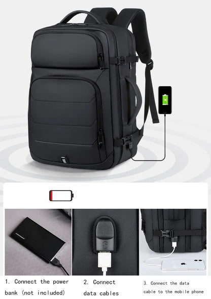 Erweiterbare 17-Zoll-Laptop-Rucksäcke für Herren, wasserdichte Notebook-Tasche, USB-Schultasche, Sport, Reisen, Schultasche, Rucksack für Männer