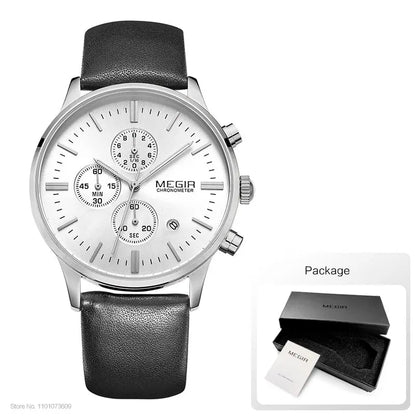 Megir quarzuhren männer luminous wasserdichte sport uhr mann kommerziellen leder armbanduhr 2011 freies verschiffen
