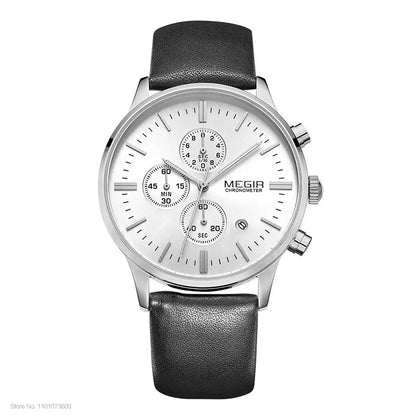 Megir quarzuhren männer luminous wasserdichte sport uhr mann kommerziellen leder armbanduhr 2011 freies verschiffen