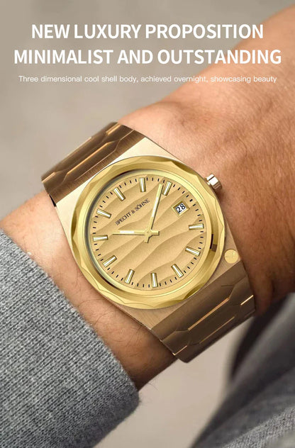 2025 Neuheiten Specht & Söhne 222 Gold Uhren Für Männer Super Slim Stahl Saphir Klassische Quarzuhr Relogio Masculino 37 MM