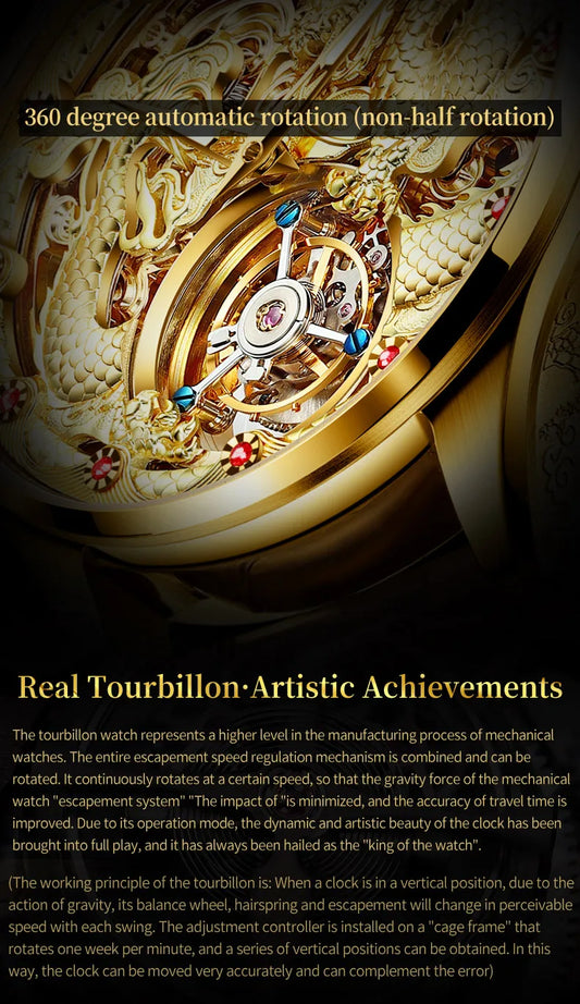 OUPINKE 3176 Watch for Men Luxury Tourbillon Mechanical Business Men's Watch Hollow Balance Wheel Waterproof Luminous Fashion Men's Watch