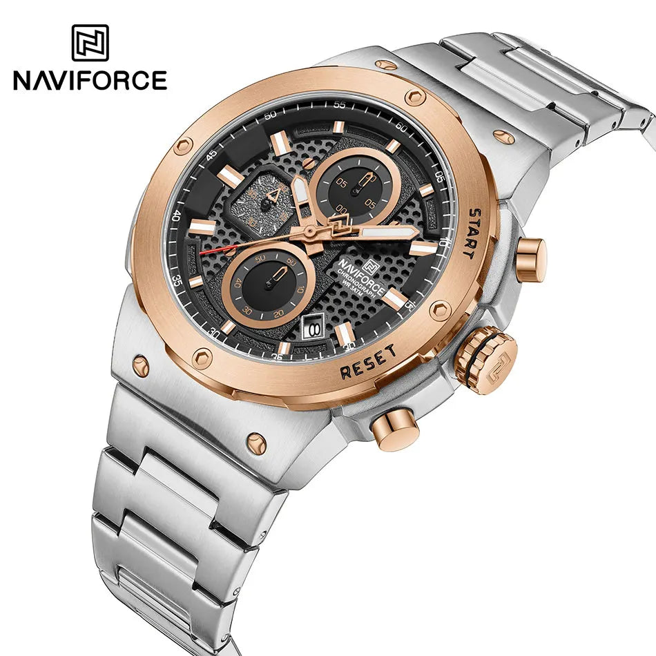 NAVIFORCE 2025, Herren-Quarzuhr, Sport-Militäruhr für Herren, wasserdicht, leuchtendes Datum, Chronograph, Edelstahl, Herrenuhren