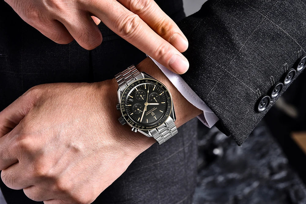 PAGANI DESIGN 2025, neue Monduhr, Retro-Luxus-Quarzuhren für Herren, Edelstahl, leuchtend, wasserdicht, Sport-Chronograph, Herren