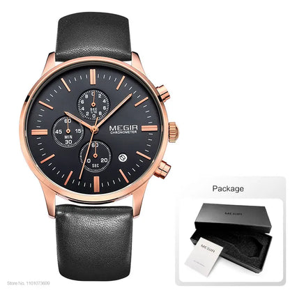 Megir quarzuhren männer luminous wasserdichte sport uhr mann kommerziellen leder armbanduhr 2011 freies verschiffen