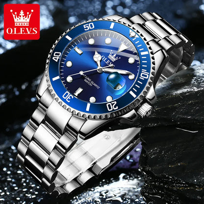 OLEVS 5885 Tauchserie Herrenuhr Luxus Automatik Datum Originaluhr Trendige Edelstahl Wasserdichte Sport Quarzuhr