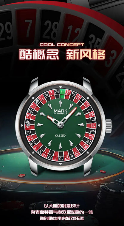 Hohe Qualität Mark Fairwhale Herren Armbanduhr Mode Einzigartige Rotierenden Roulette Zifferblatt Wasserdicht Quarz Mann Watche Dropshipping ﻿